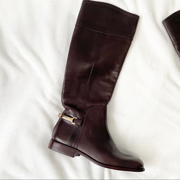 Tory Burch dark brown Jess riding boot equestrian gold hardware size 5 leather - Picture 2 of 10